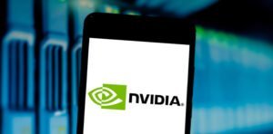 Nvidia logo on the screen of mobile phone