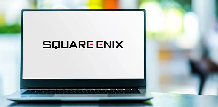 Poznan, Pol - Mar 15, 2021: Laptop Computer Displaying Logo Of Square Enix, A Japanese Video Game Holding Company And Entertainment Conglomerate — Stock Editorial Photography