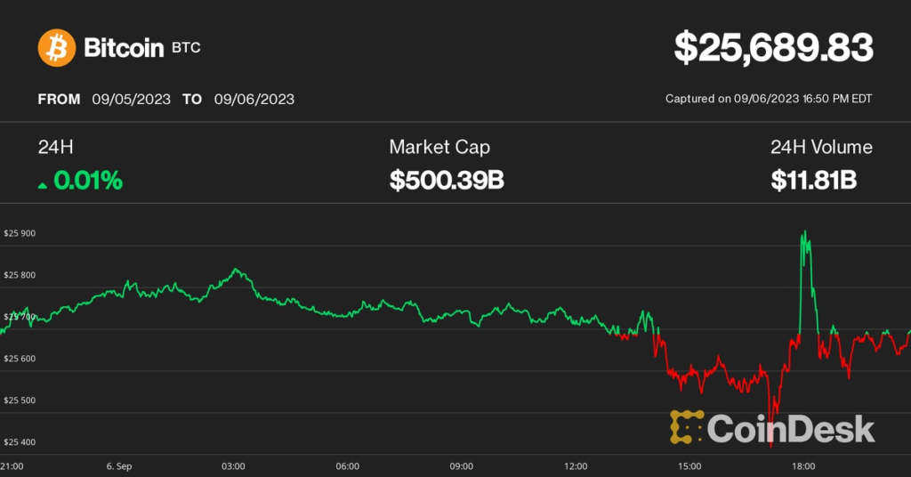 Bitcoin Little-Changed At $25.7K After Newsy And Volatile Session