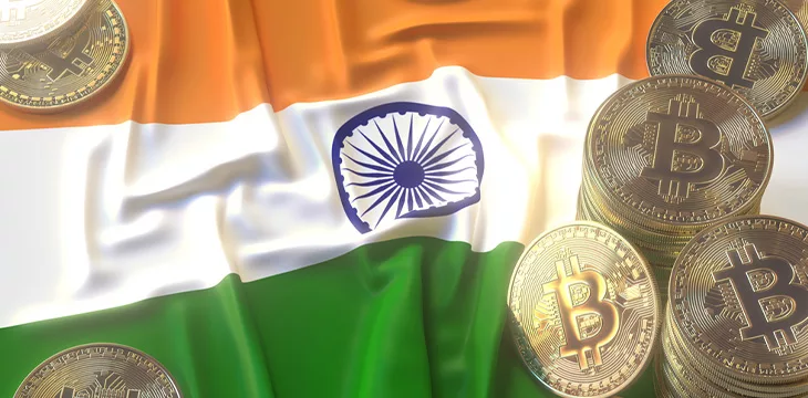 Bitcoin Tokens And Flag Of India