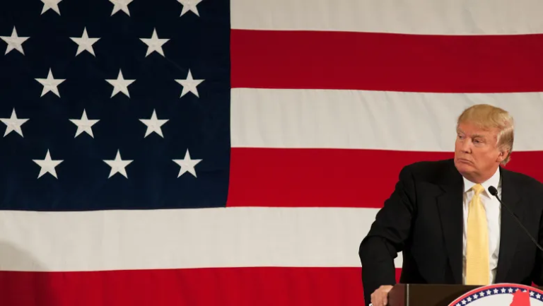 Donald Trump Speaks From A Podium