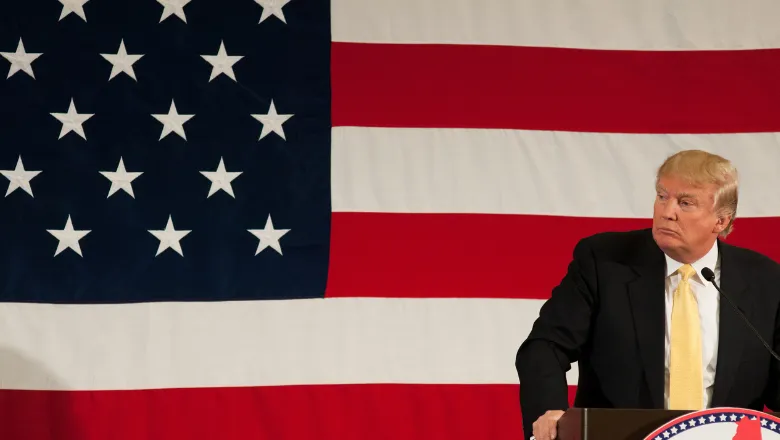 Donald Trump Speaks From A Podium