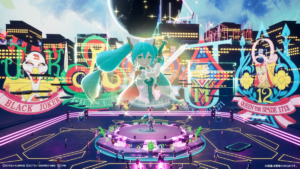 Hatsune Miku performing G Gundam song at Gundam Metaverse