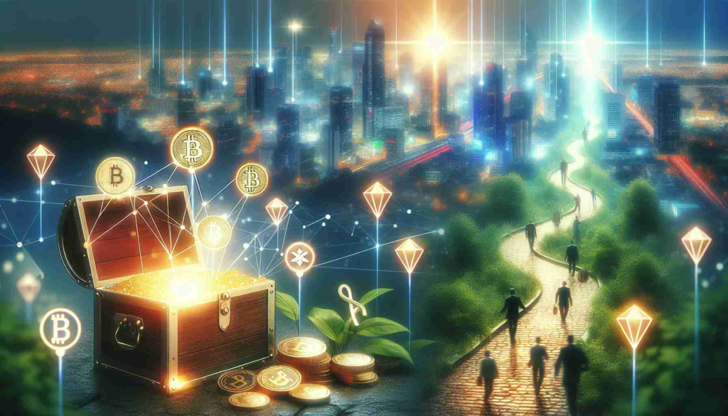 A high-definition, hyper-realistic image that represents the success and popularity of a digital asset exchange. The image could feature elements such as a busy, thriving cityscape to symbolize 'the hottest ticket in town', a hidden path leading to a shining treasure chest to represent the discovery of strategic moves, and symbols or icons that represent cryptocurrency.