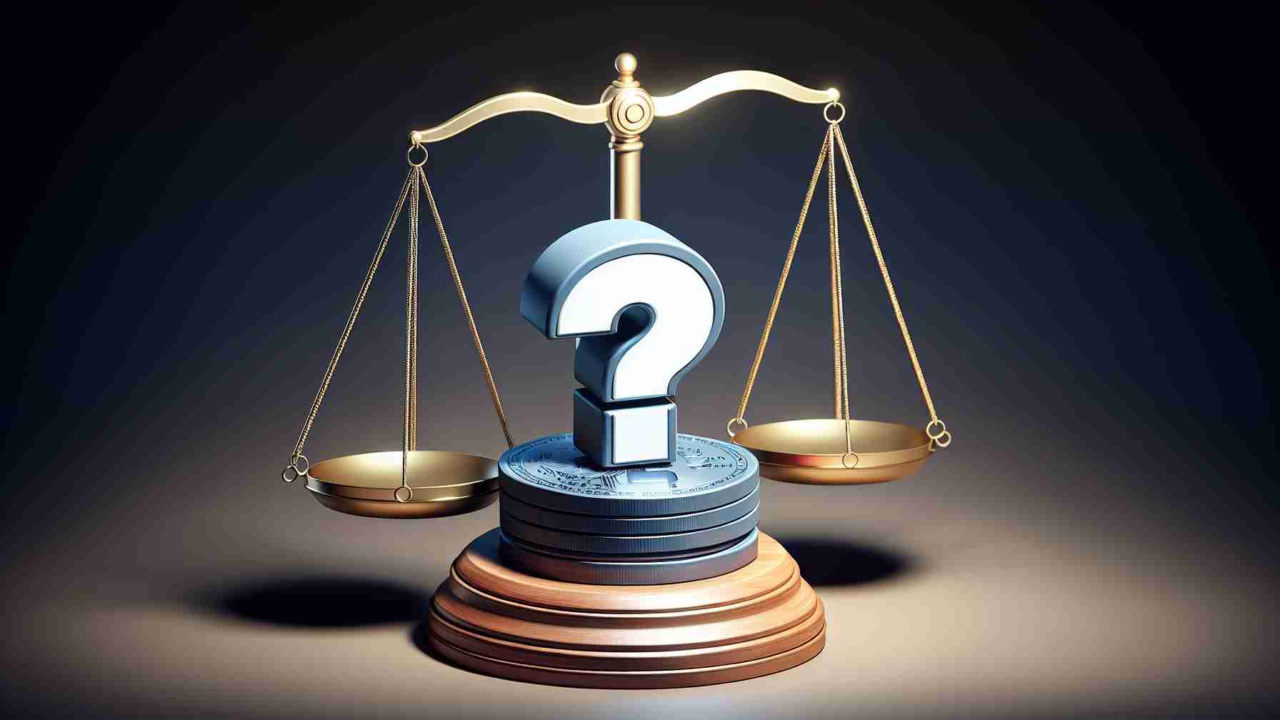 A realistic, high-definition image of a symbolic representation of a game-changing legal victory for a cryptocurrency exchange platform. The image shows a balanced scale tipped in favor of the platform with a puzzled symbol to represent a questioning authority, alluding to a metaphorical victory over a regulatory body.