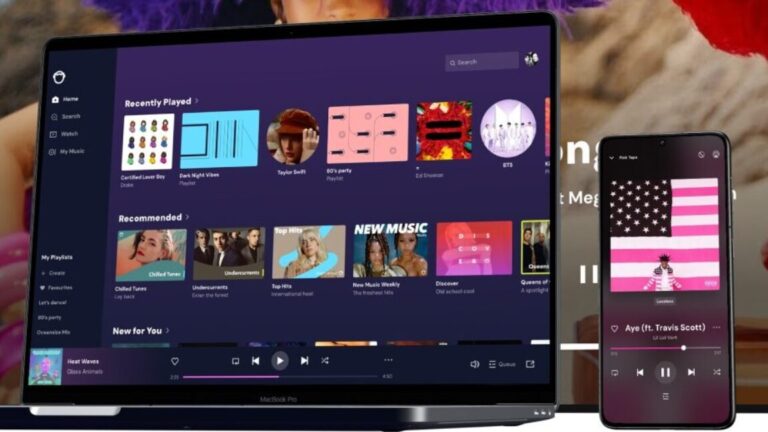 Napster app on a laptop